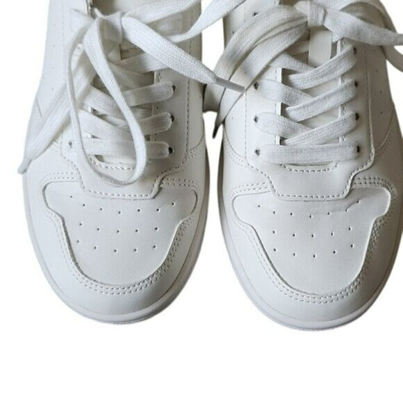 J Crew Factory Women's White with Green Like-New Leather Uppers Preppy Sneaker W - Picture 8 of 9